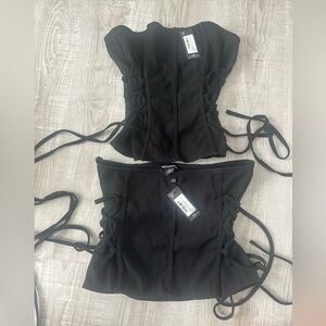 Pretty Little Thing black Set. Top is UK10, US6 and bottom is a UK8, US4.